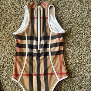 Burberry Tan and Black Plaid Kids Bodysuit